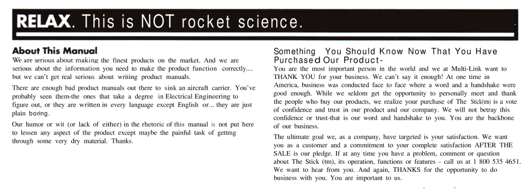 Multi-Link Stick manual This is not rocket science 