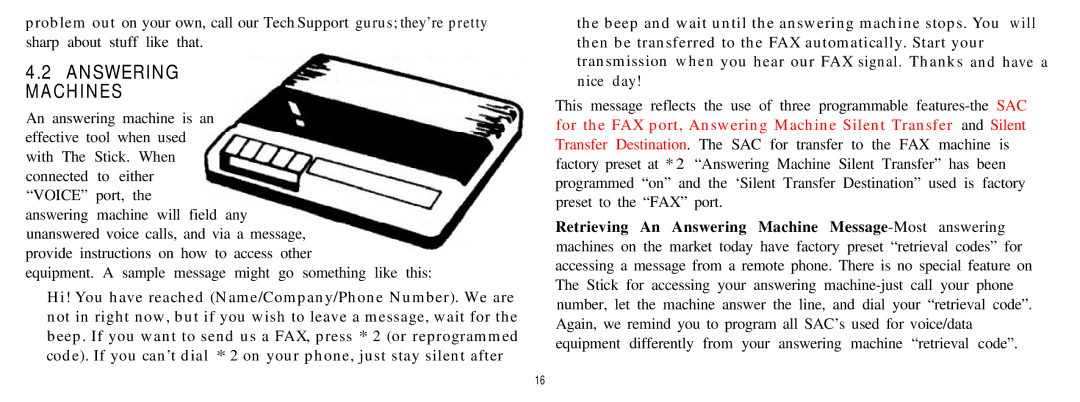 Multi-Link Stick manual Answering Machines 