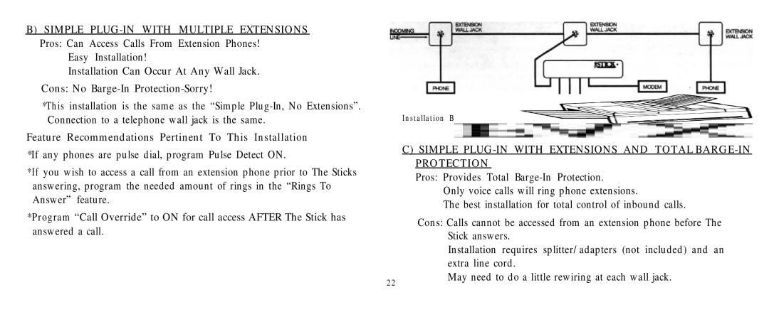 Multi-Link Stick manual Simple PLUG-IN with Extensions and Total BARGE-IN Protection 