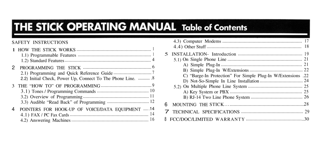 Multi-Link Stick manual Safety Instructions 