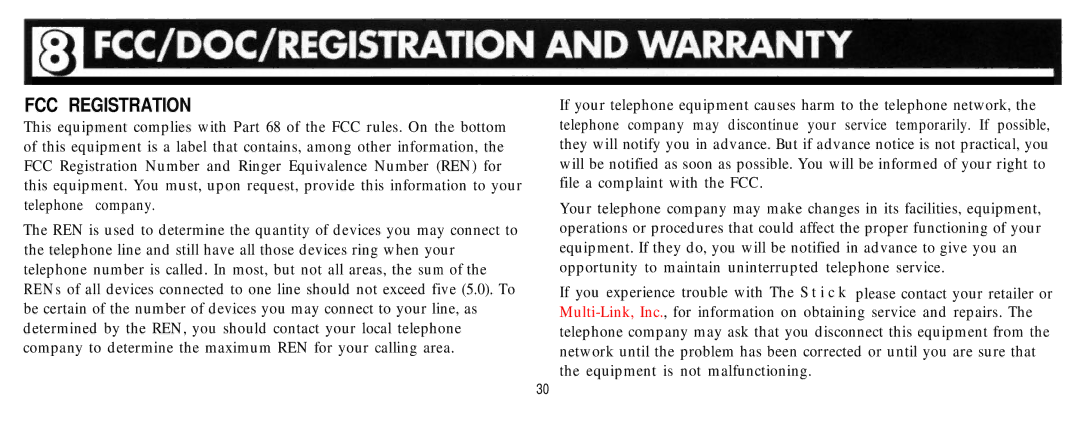 Multi-Link Stick manual FCC Registration 