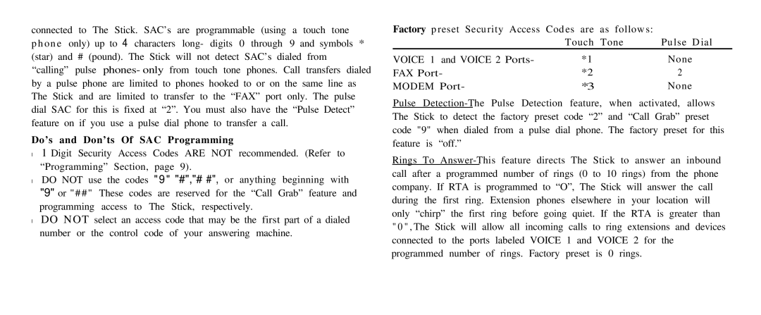 Multi-Link Stick manual Do’s and Don’ts Of SAC Programming 