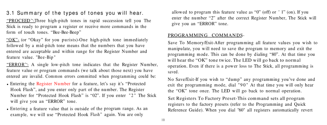 Multi-Link Voice/Fax/Modem Call Processor manual Summary of the types of tones you will hear 