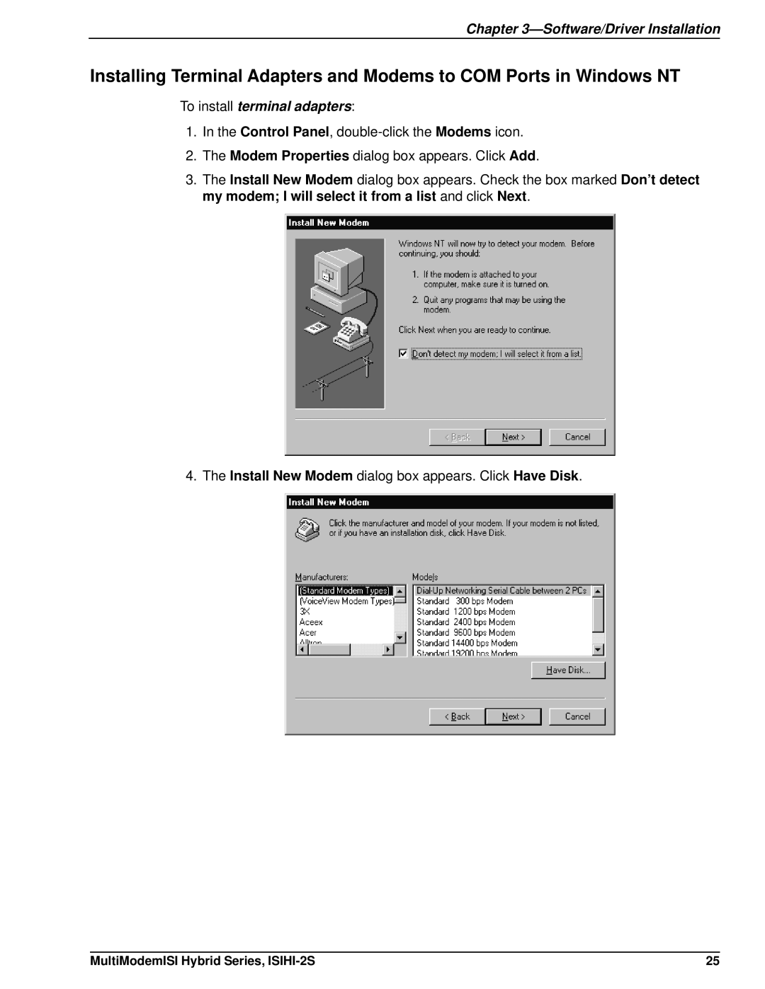 Multi Tech Equipment ISIHI-2S manual To install terminal adapters 