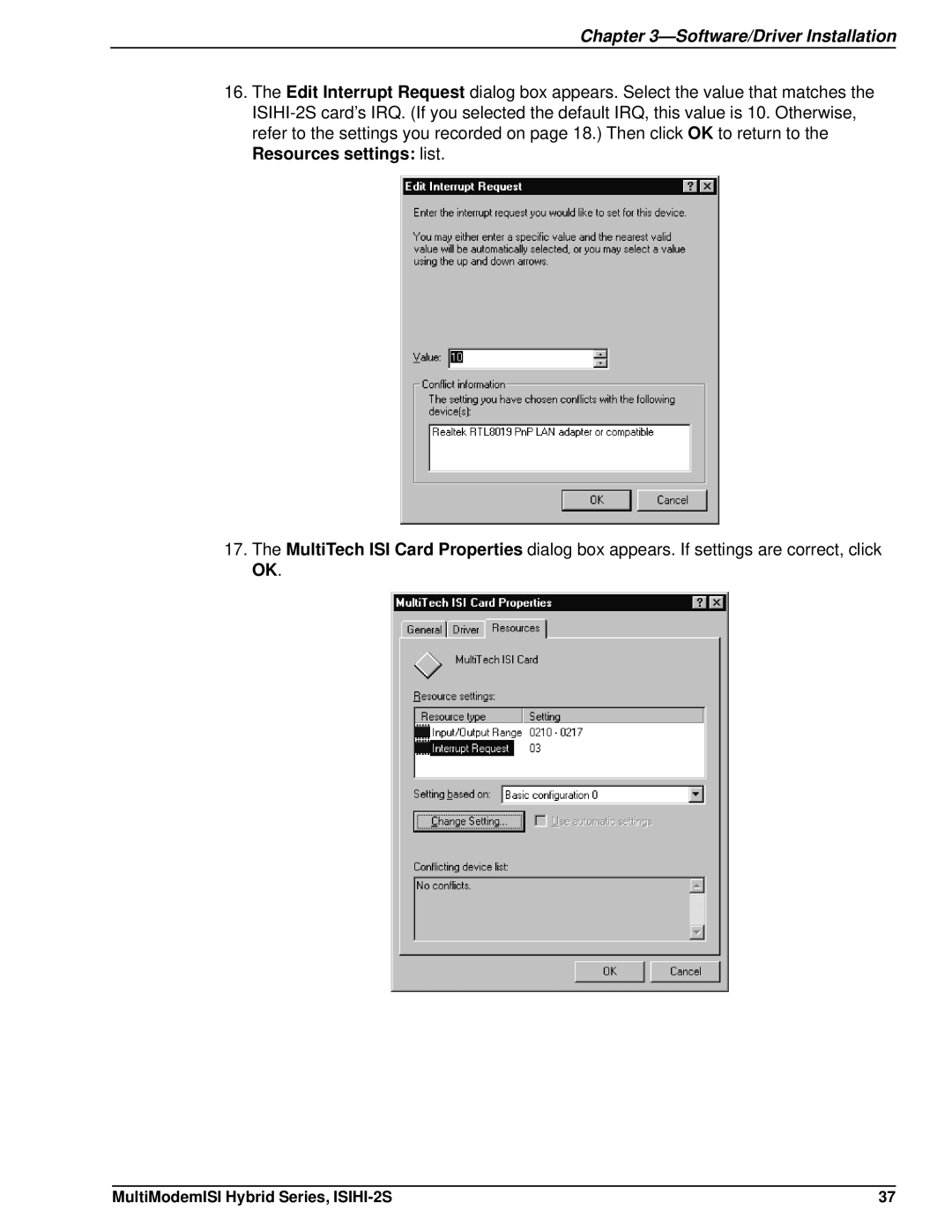 Multi Tech Equipment ISIHI-2S manual Software/Driver Installation 