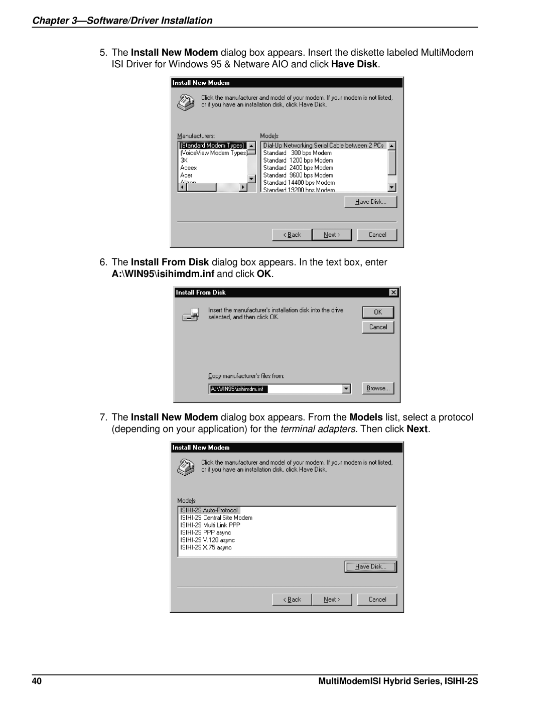 Multi Tech Equipment ISIHI-2S manual Software/Driver Installation 