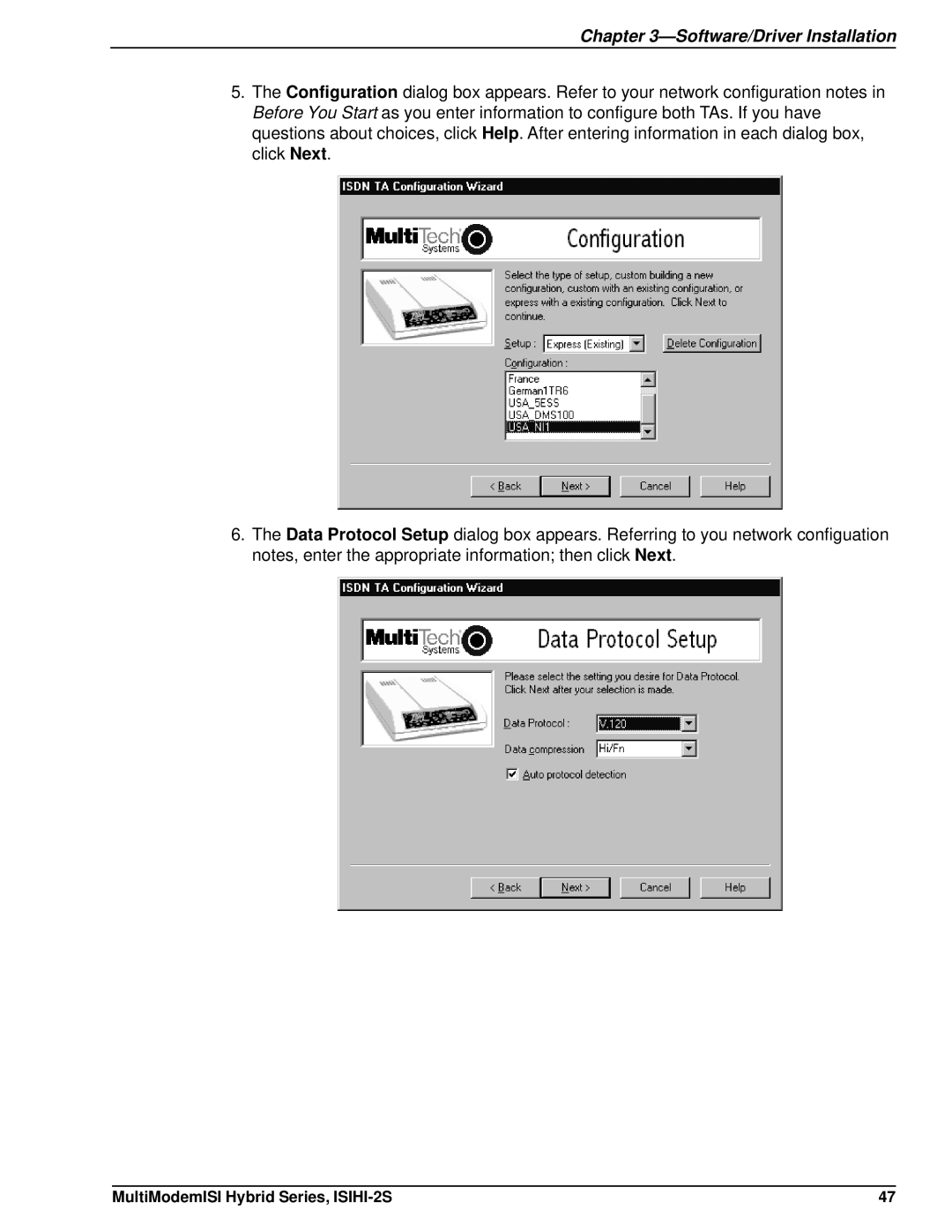 Multi Tech Equipment ISIHI-2S manual Software/Driver Installation 