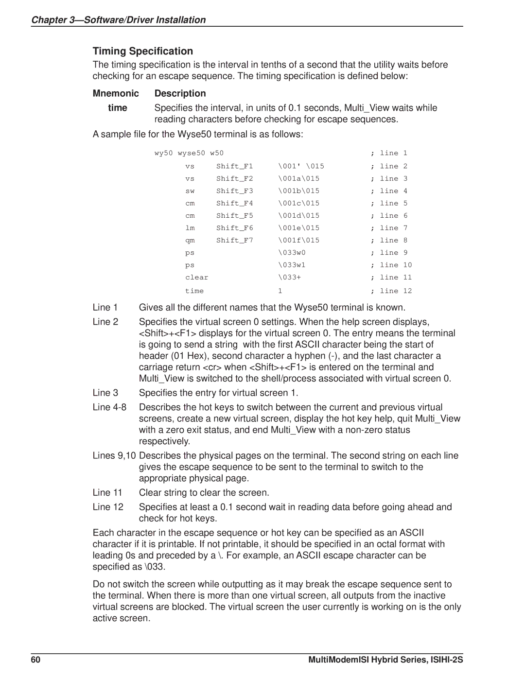 Multi Tech Equipment ISIHI-2S manual Timing Specification 