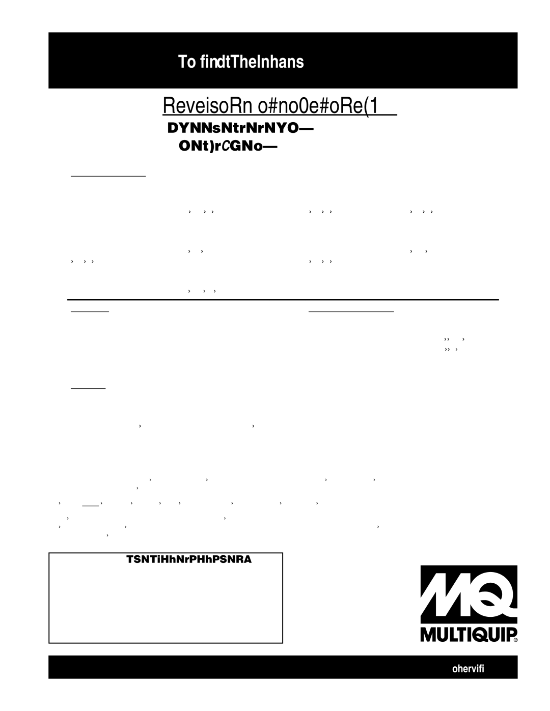 Multi Tech Equipment MLT20DCA6 operation manual HERE’S HOW to GET Help 