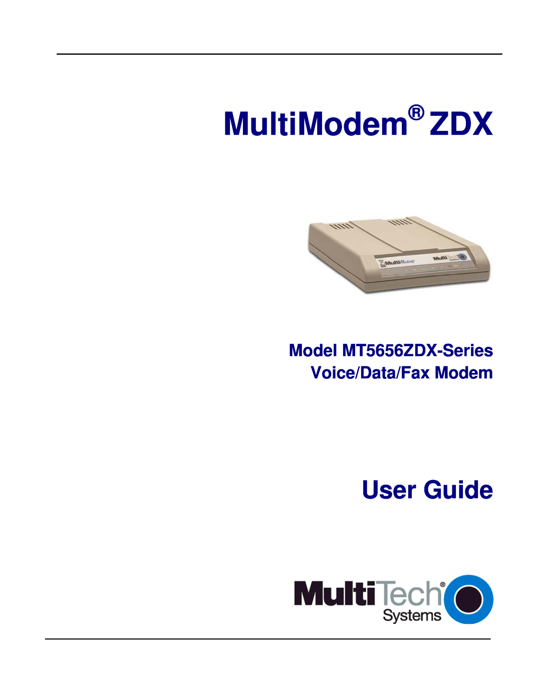 Multi Tech Equipment manual MultiModem ZDX, User Guide, Model MT5656ZDX-Series Voice/Data/Fax Modem 