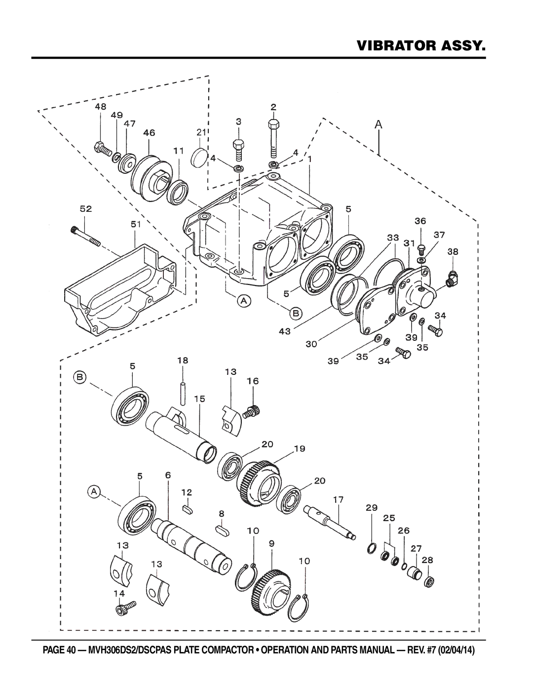 Multi Tech Equipment MVH306DSCPAS, MVH306DS2 manual Vibrator Assy 