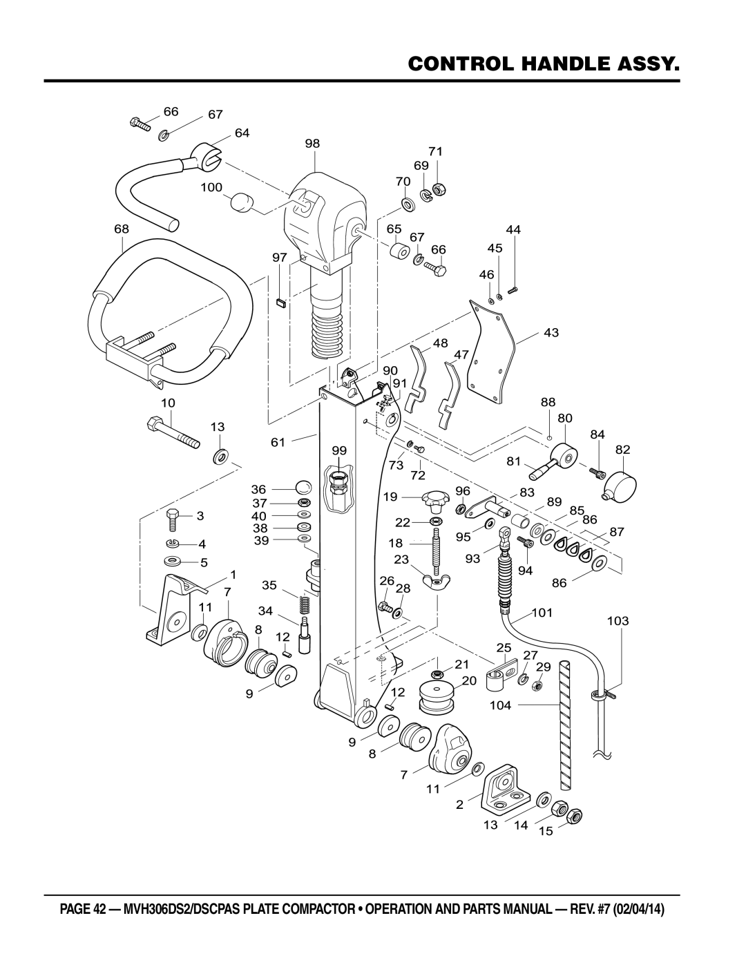 Multi Tech Equipment MVH306DSCPAS, MVH306DS2 manual Control Handle Assy 