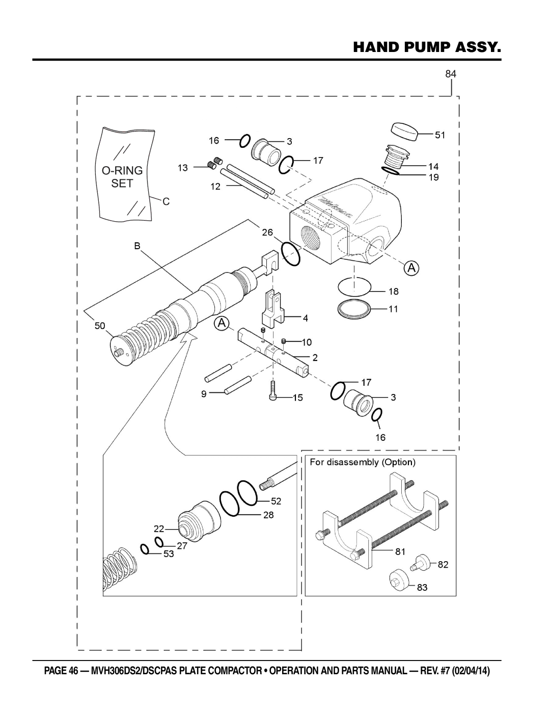 Multi Tech Equipment MVH306DSCPAS, MVH306DS2 manual Hand Pump Assy 