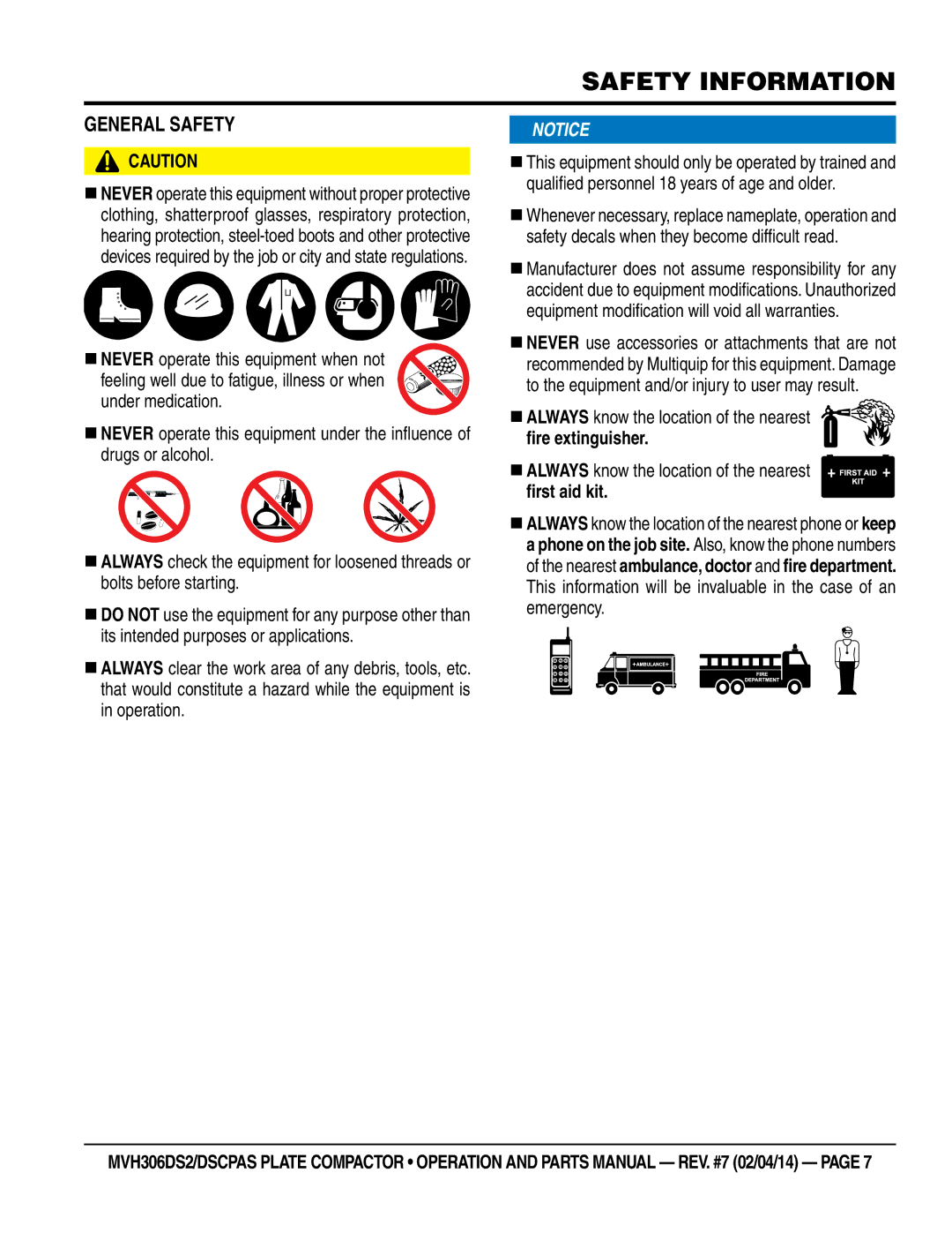 Multi Tech Equipment MVH306DS2, MVH306DSCPAS manual GeneRaL saFeTY 