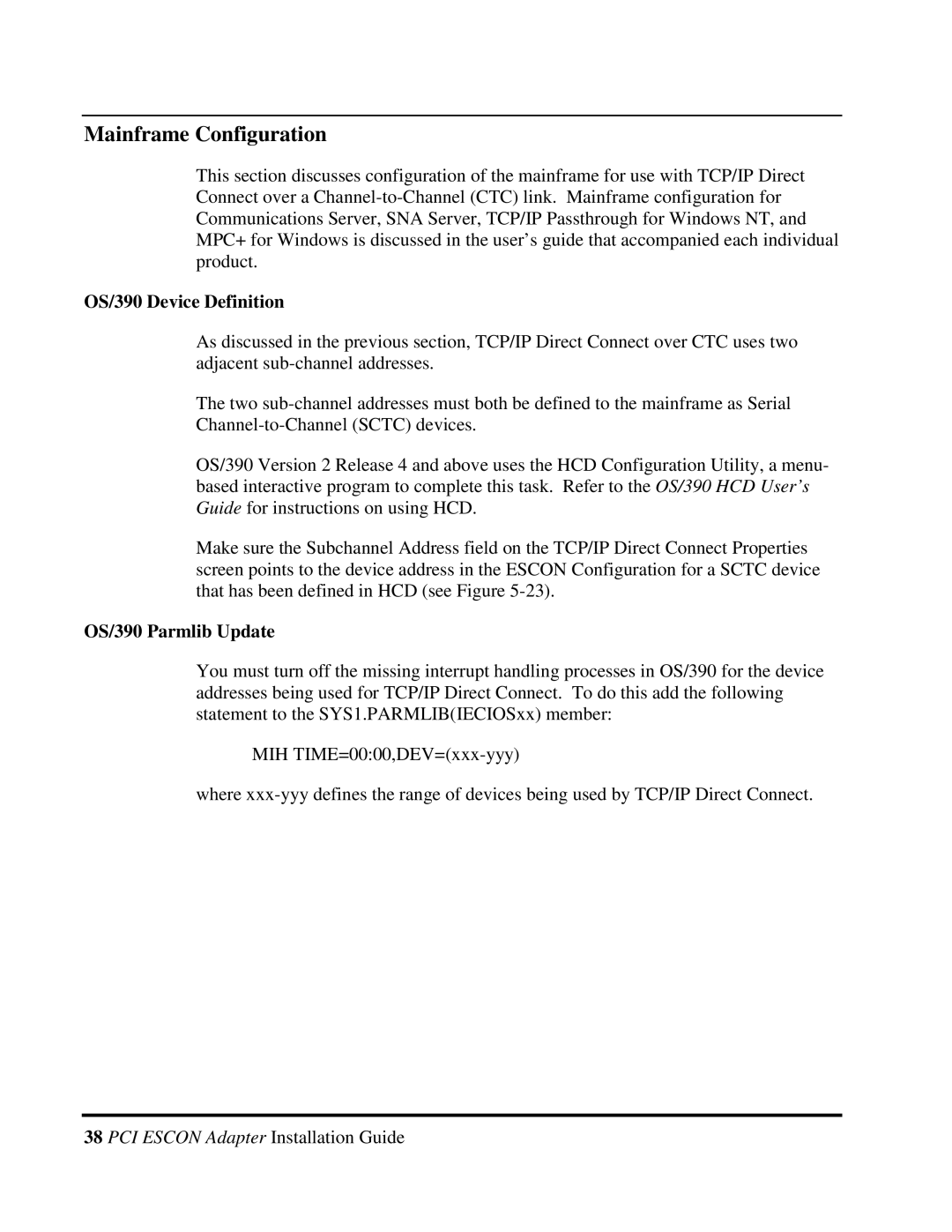 Multi-Tech Systems 40-01459-D0-001 manual Mainframe Configuration, OS/390 Device Definition, OS/390 Parmlib Update 