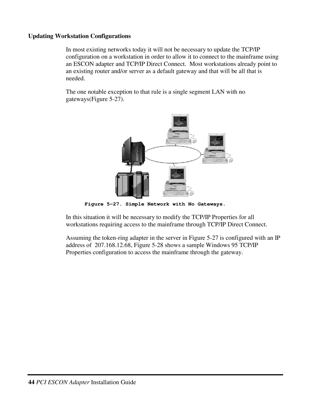 Multi-Tech Systems 40-01459-D0-001 manual Updating Workstation Configurations, Simple Network with No Gateways 