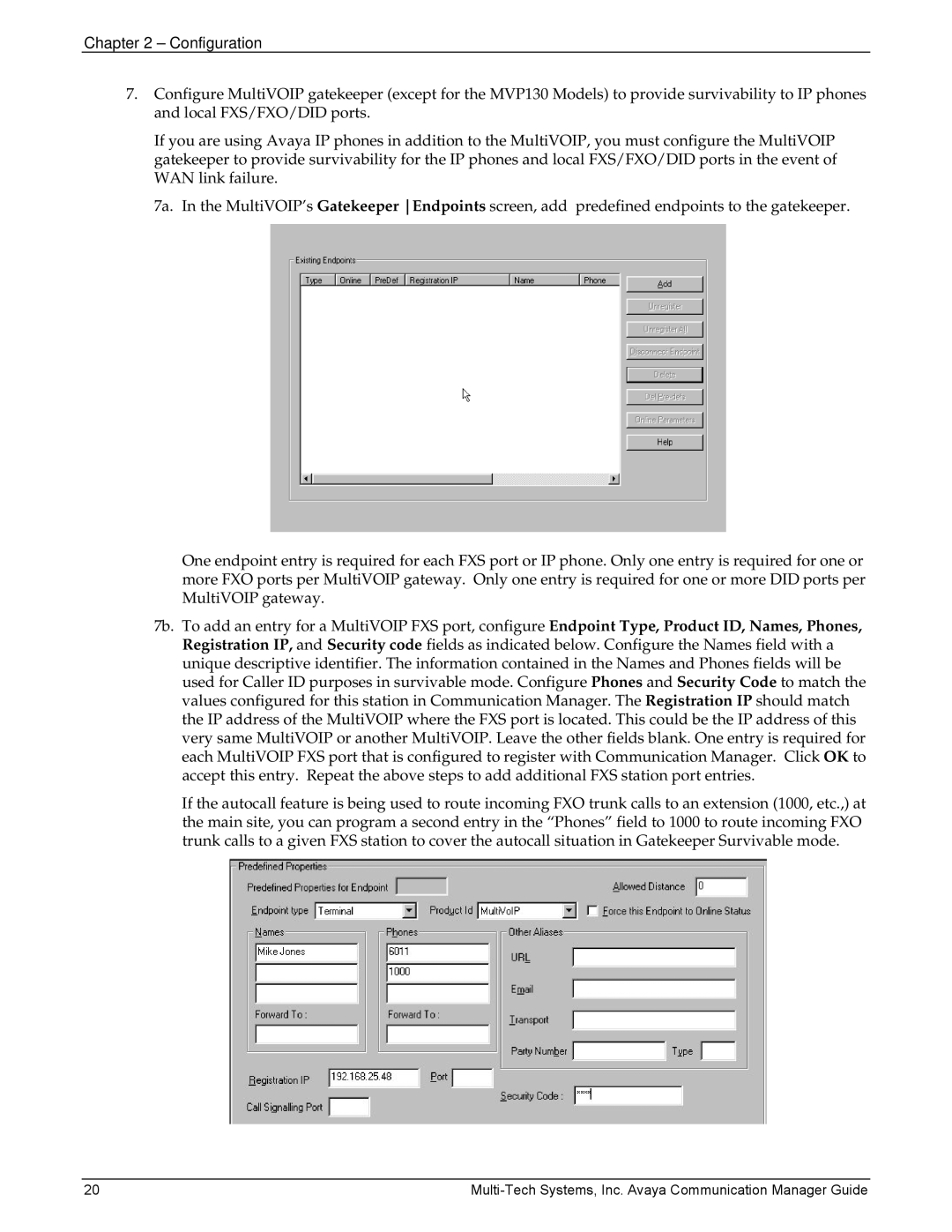 Multi-Tech Systems 410, MVP103 manual Configuration 