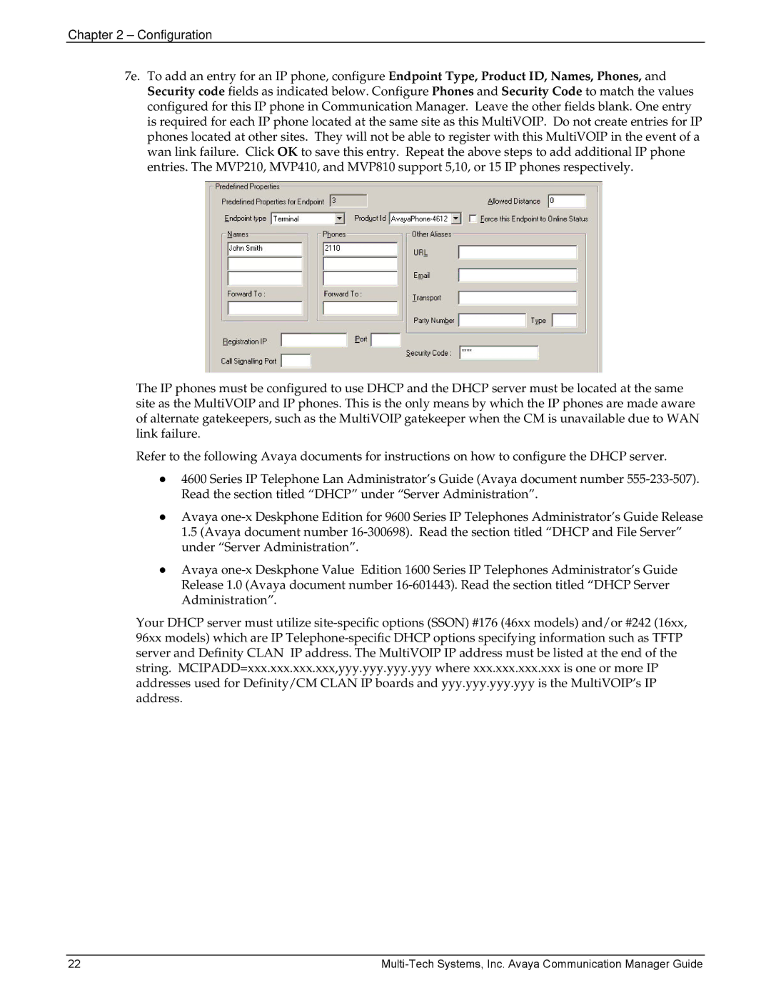 Multi-Tech Systems 410, MVP103 manual Configuration 