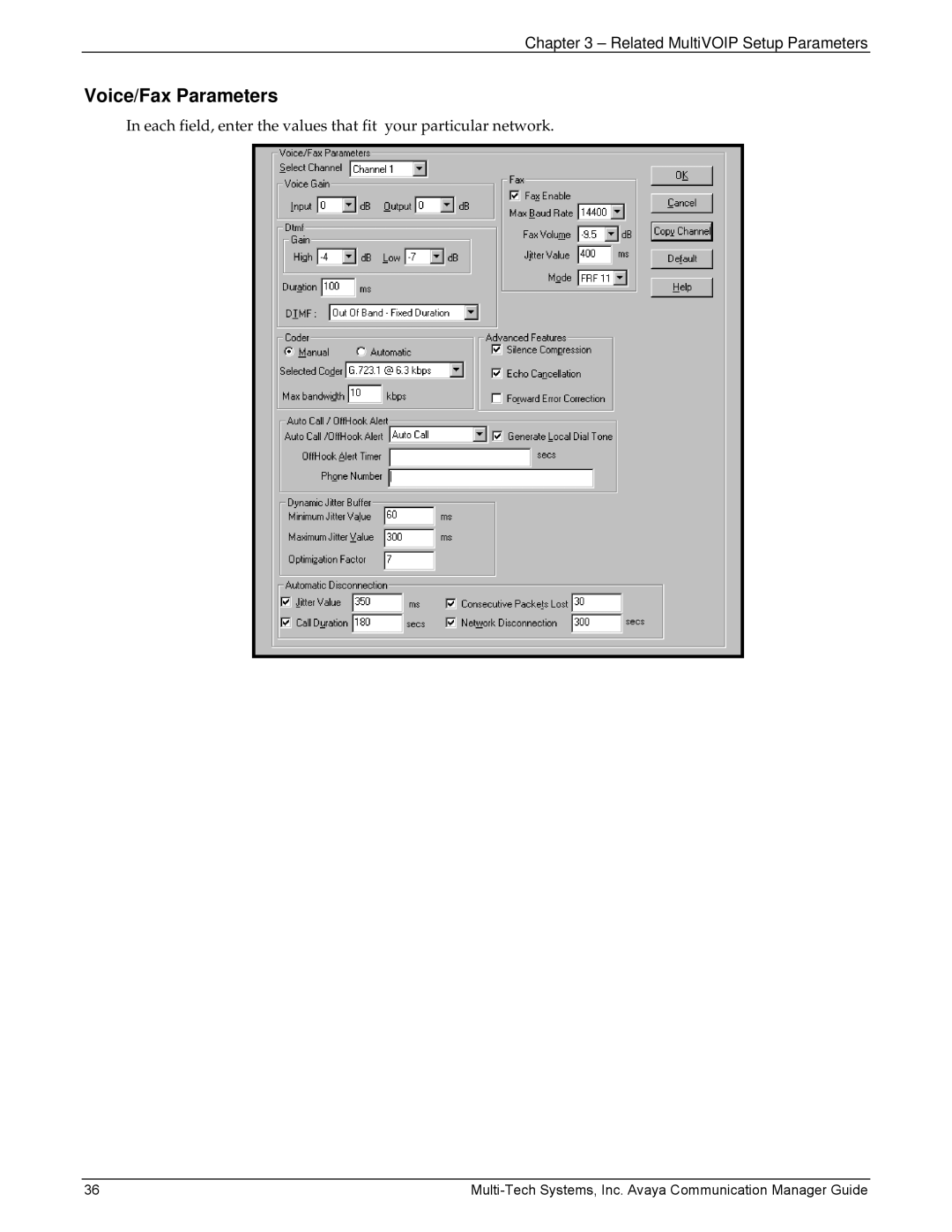 Multi-Tech Systems 410, MVP103 manual Voice/Fax Parameters, Related MultiVOIP Setup Parameters 