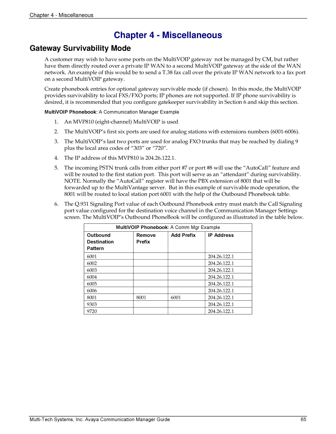 Multi-Tech Systems MVP103, 410 manual Miscellaneous 