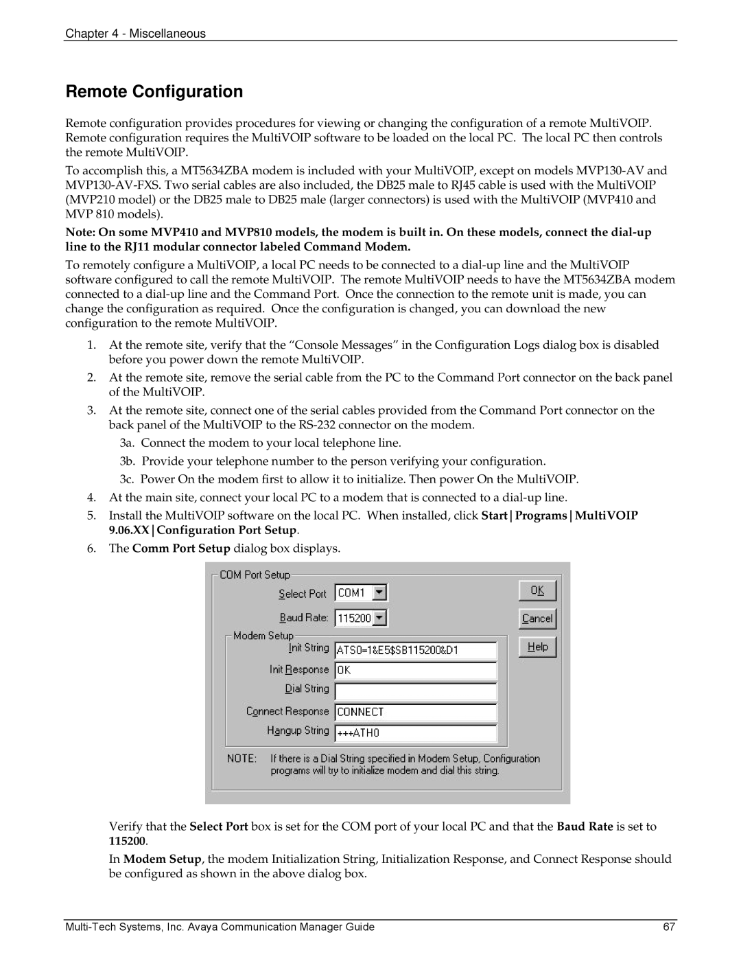 Multi-Tech Systems MVP103, 410 manual Remote Configuration 