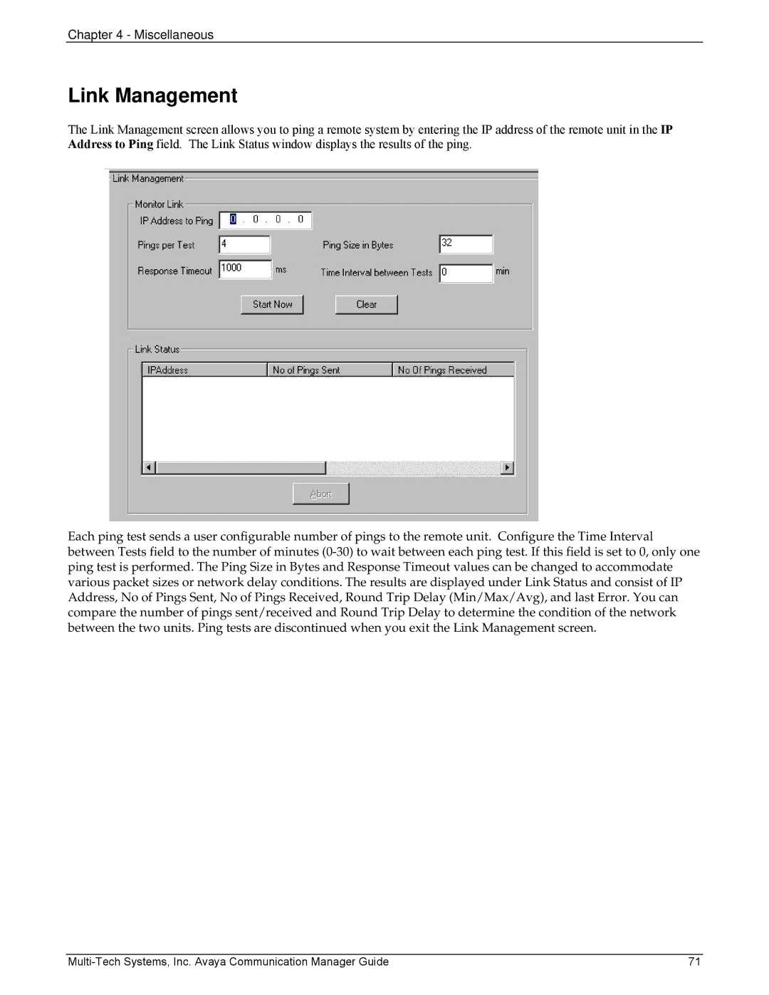 Multi-Tech Systems MVP103, 410 manual Link Management 