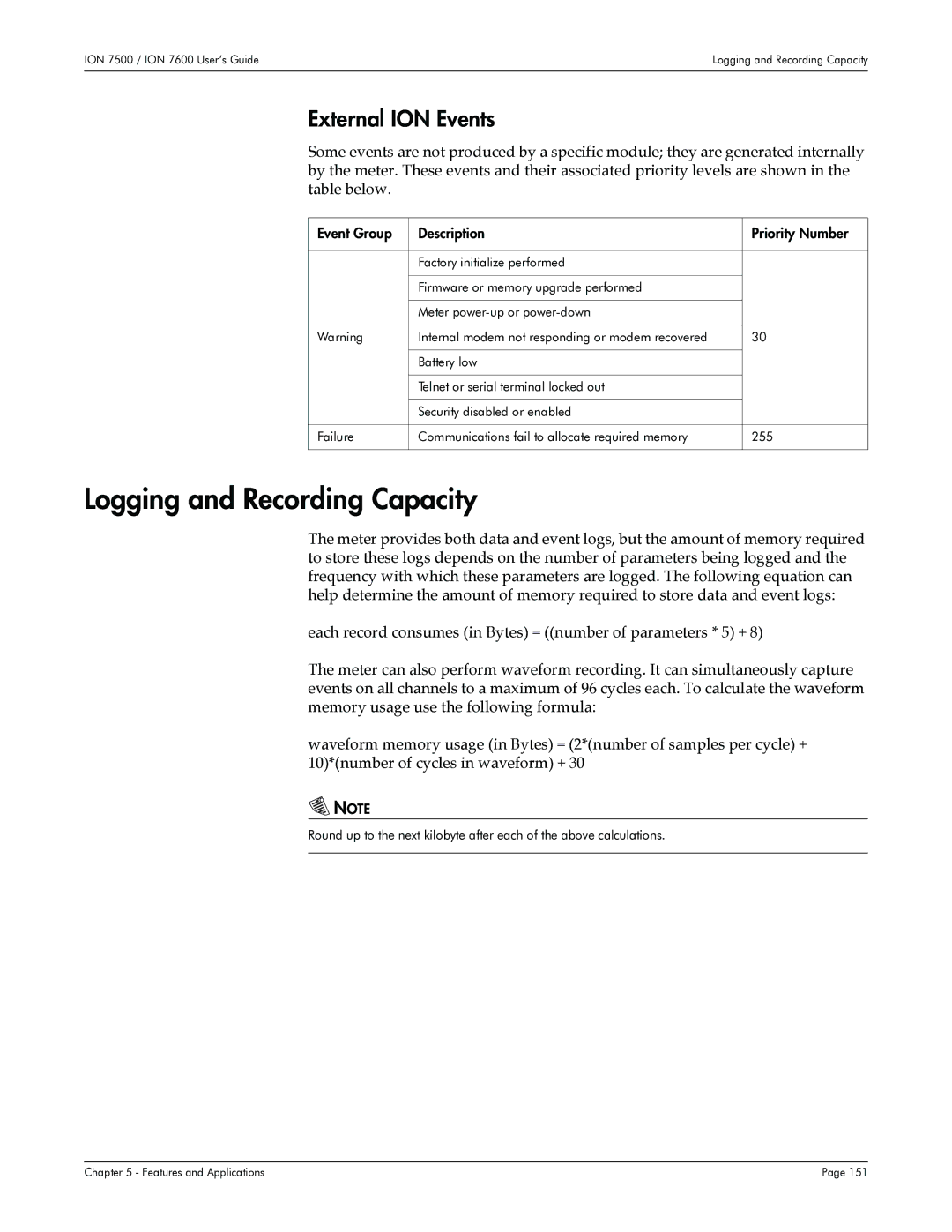 Multi-Tech Systems 7500, 7600 manual Logging and Recording Capacity, External ION Events 