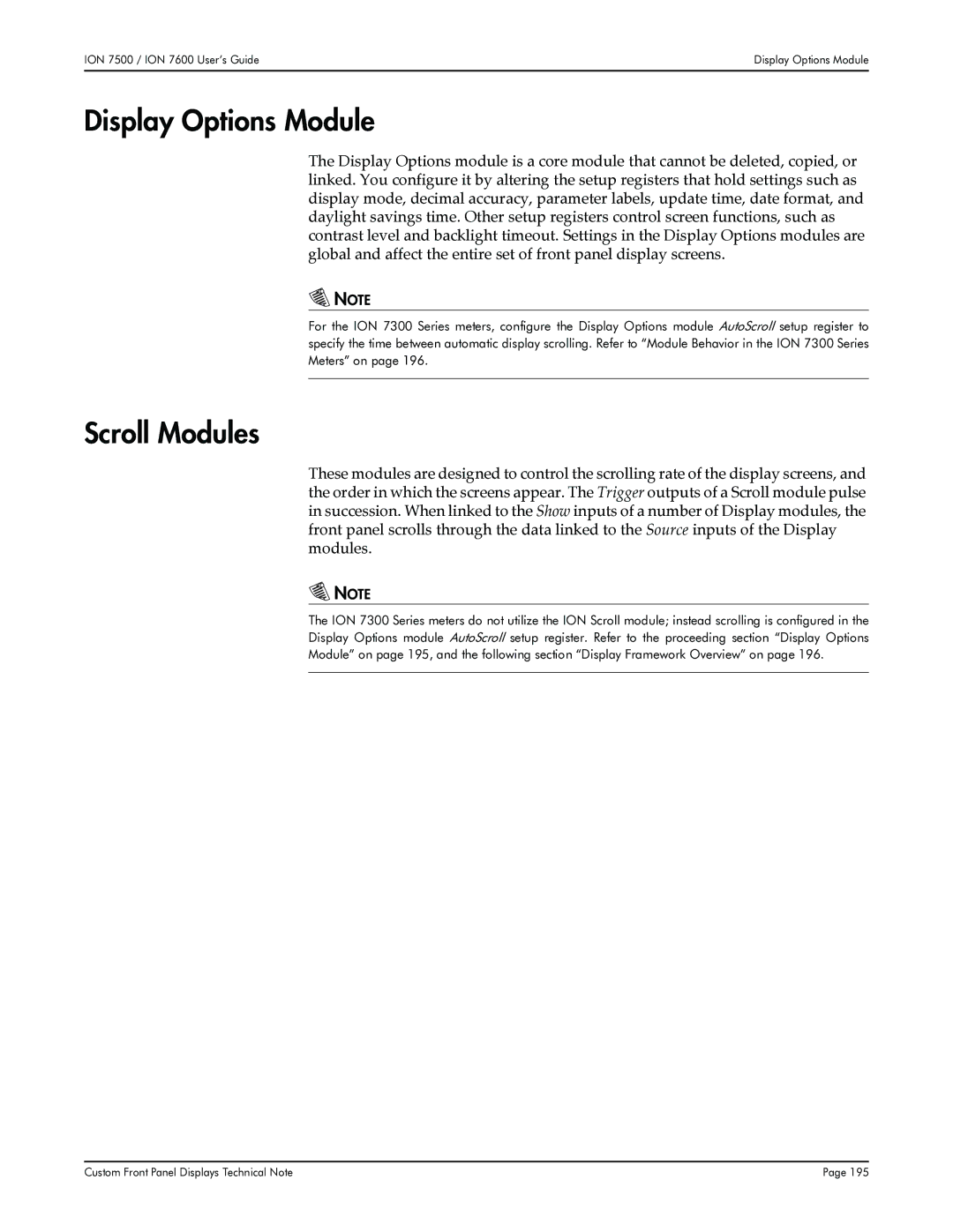 Multi-Tech Systems 7500, 7600 manual Display Options Module, Scroll Modules 