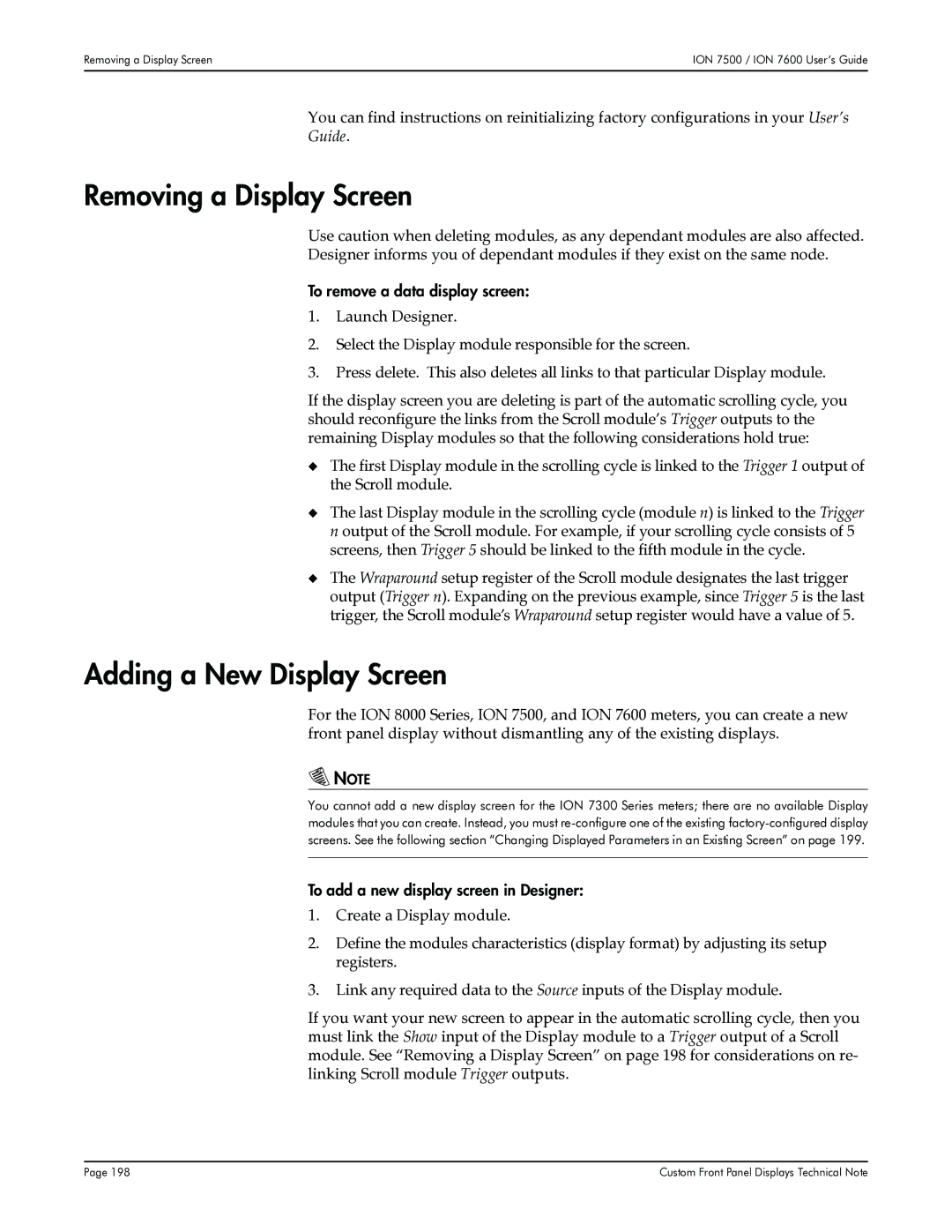 Multi-Tech Systems 7600, 7500 manual Removing a Display Screen, Adding a New Display Screen, To remove a data display screen 