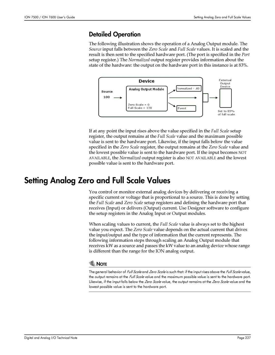 Multi-Tech Systems 7500, 7600 manual Setting Analog Zero and Full Scale Values 