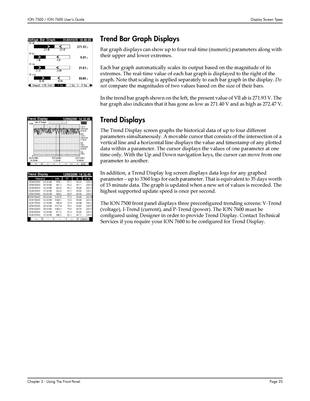 Multi-Tech Systems 7500, 7600 manual Trend Bar Graph Displays, Trend Displays 