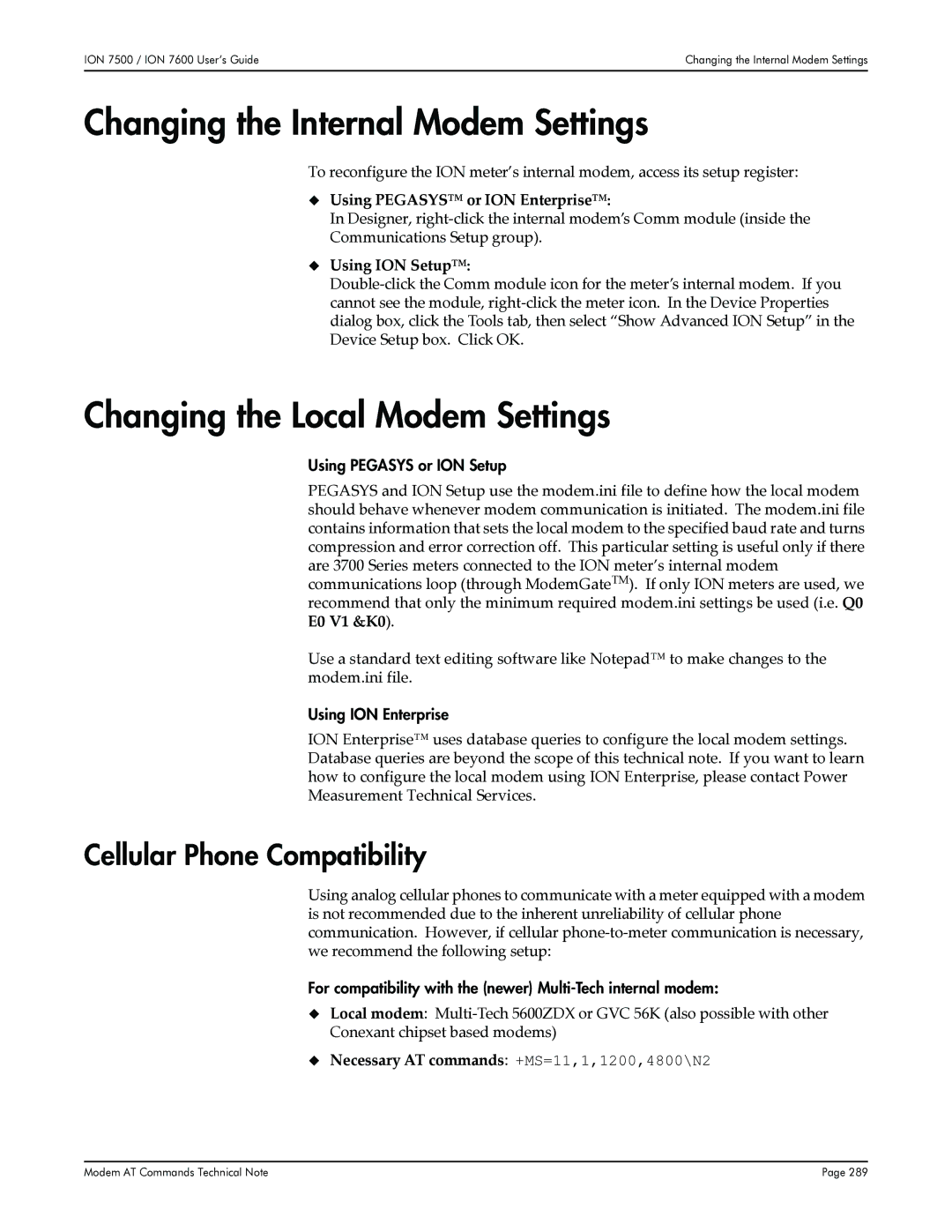 Multi-Tech Systems 7500, 7600 manual Changing the Internal Modem Settings, Changing the Local Modem Settings 