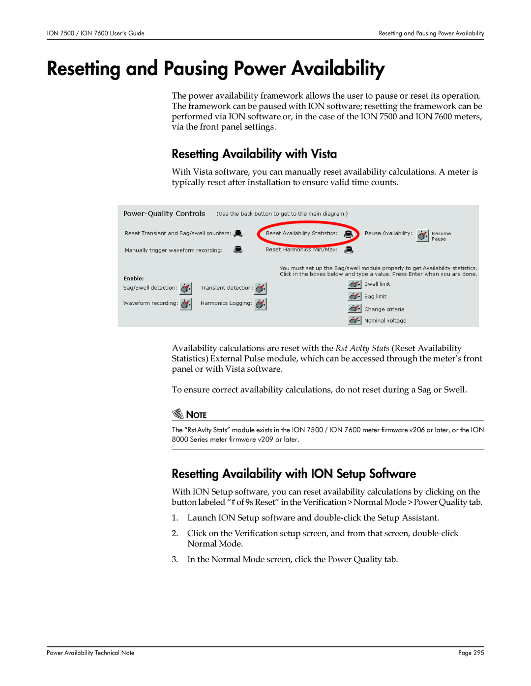 Multi-Tech Systems 7500, 7600 manual Resetting and Pausing Power Availability, Resetting Availability with Vista 