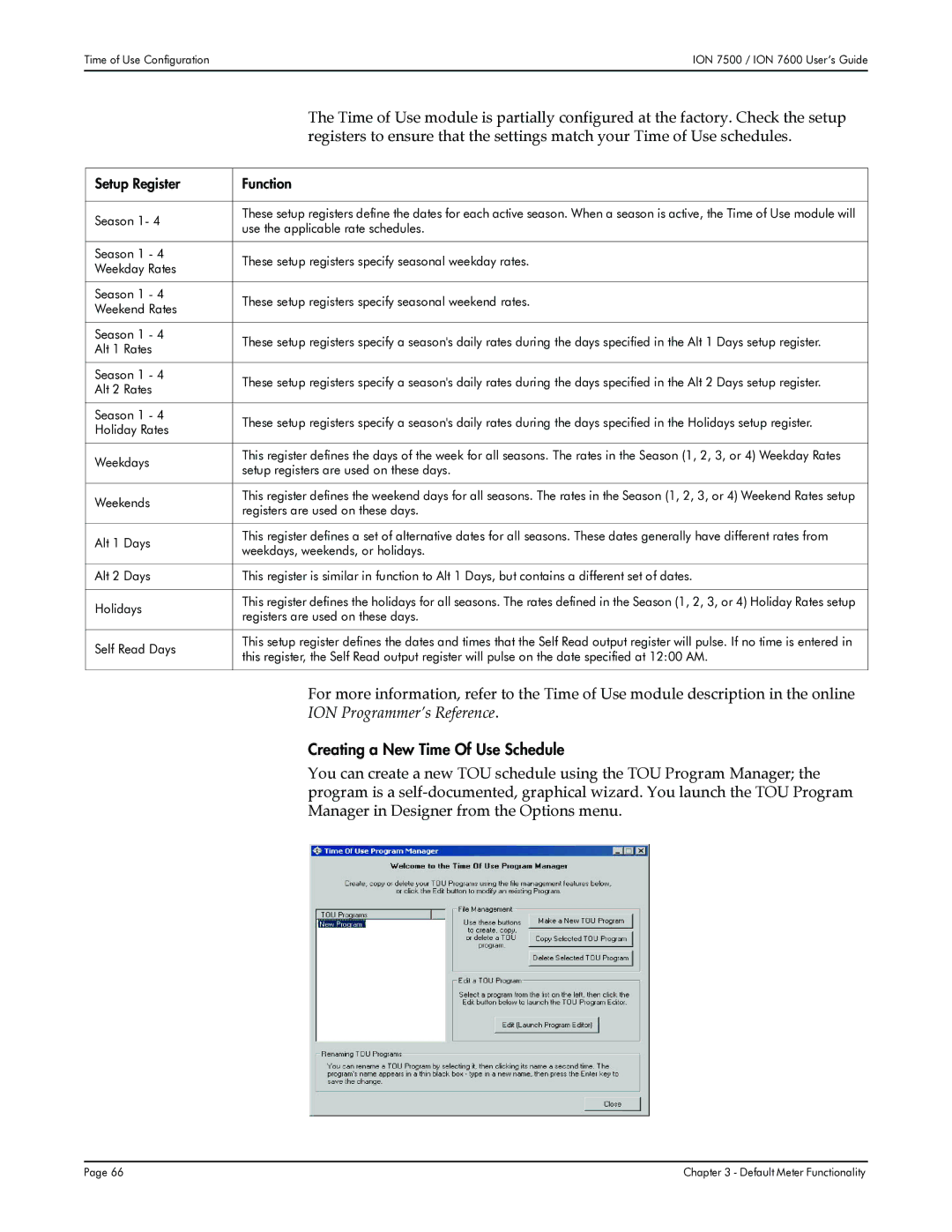 Multi-Tech Systems 7600, 7500 manual Creating a New Time Of Use Schedule, Manager in Designer from the Options menu 