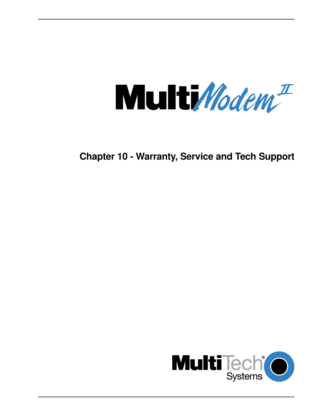 Multi-Tech Systems BL-Series manual Warranty, Service and Tech Support 