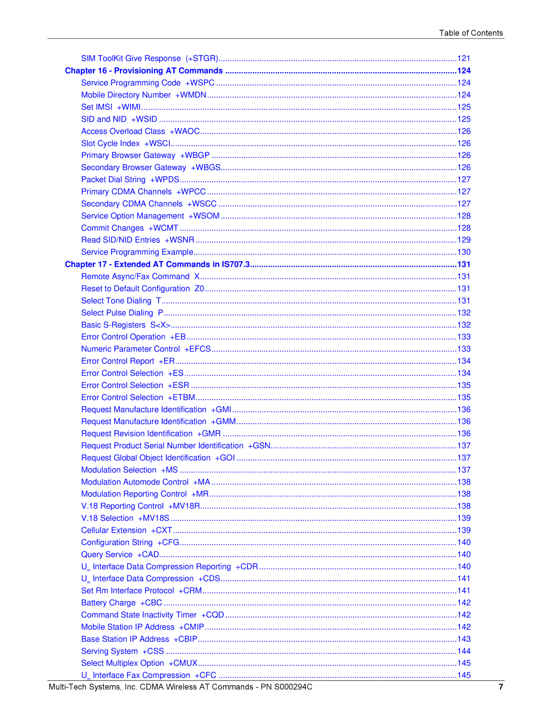 Multi-Tech Systems CDMA Wireless Modem manual Provisioning AT Commands 124 