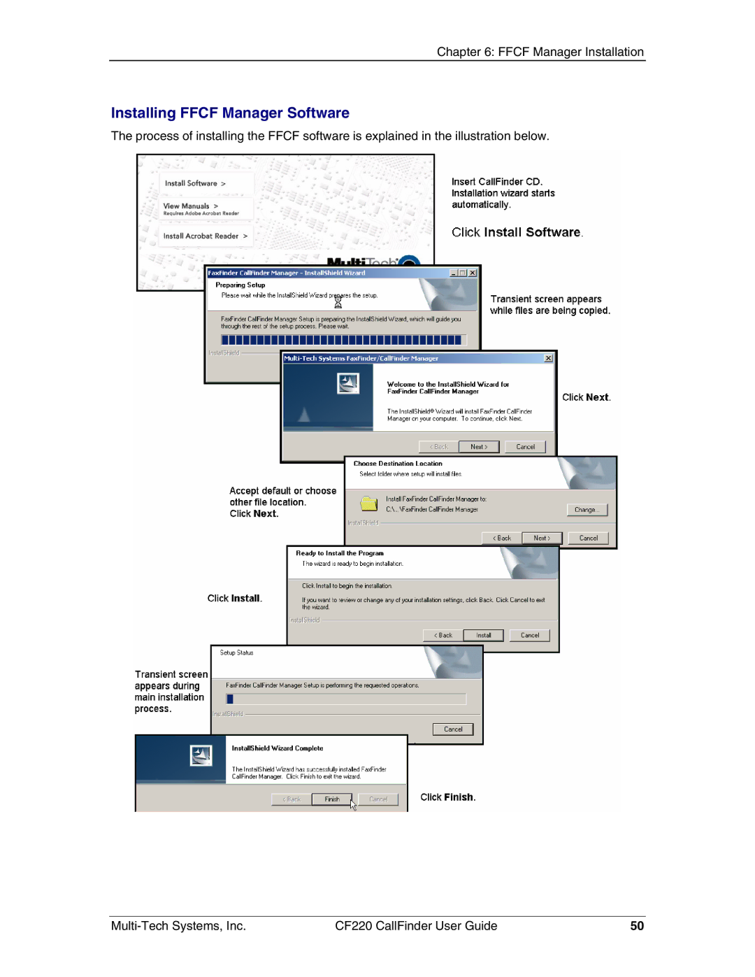 Multi-Tech Systems CF220 manual Installing Ffcf Manager Software 