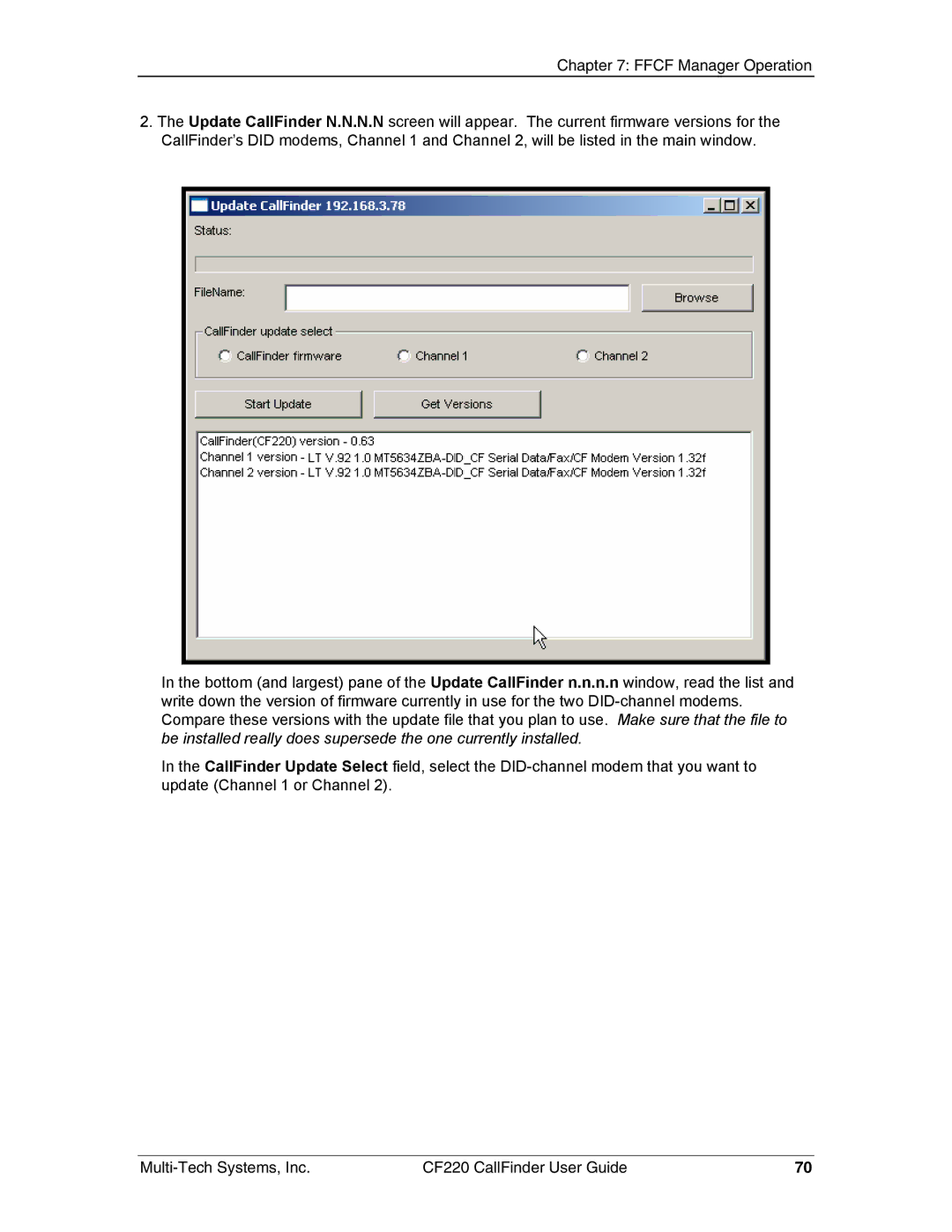 Multi-Tech Systems CF220 manual 