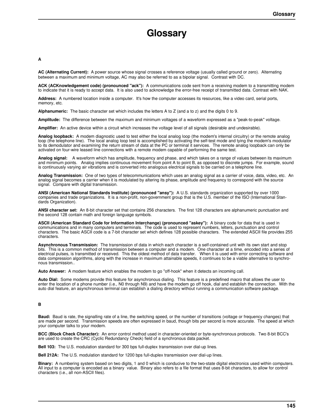 Multi-Tech Systems DT101/xx, DT102/xx owner manual Glossary, 145 