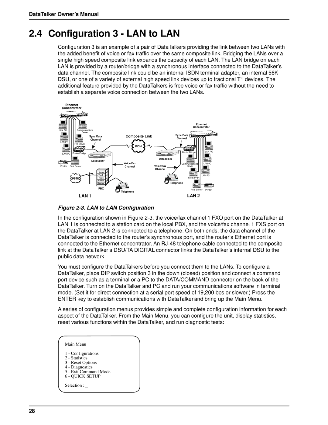 Multi-Tech Systems DT101/xx, DT102/xx owner manual Configuration 3 LAN to LAN, Ethernet Concentrator 