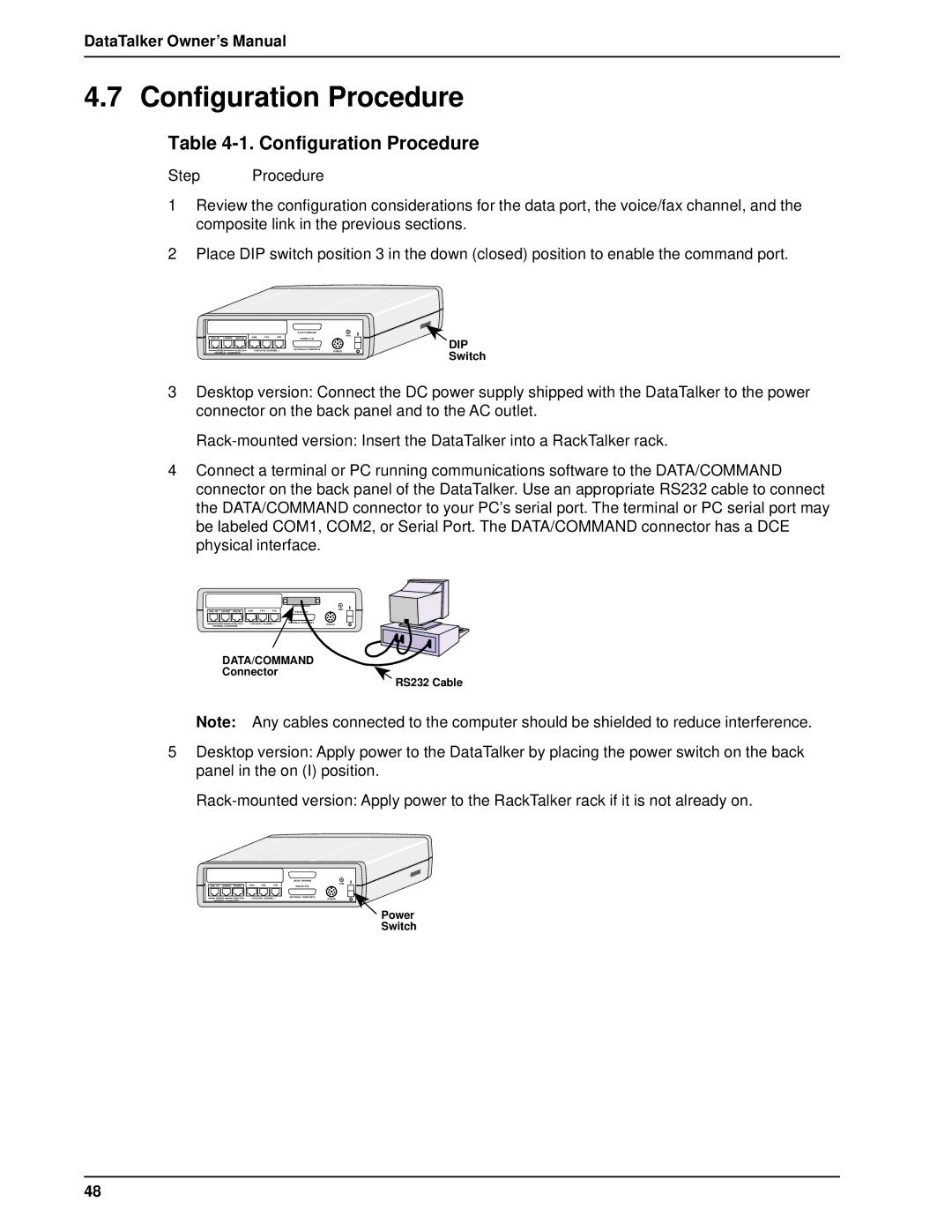 Multi-Tech Systems DT101/xx, DT102/xx owner manual Configuration Procedure 