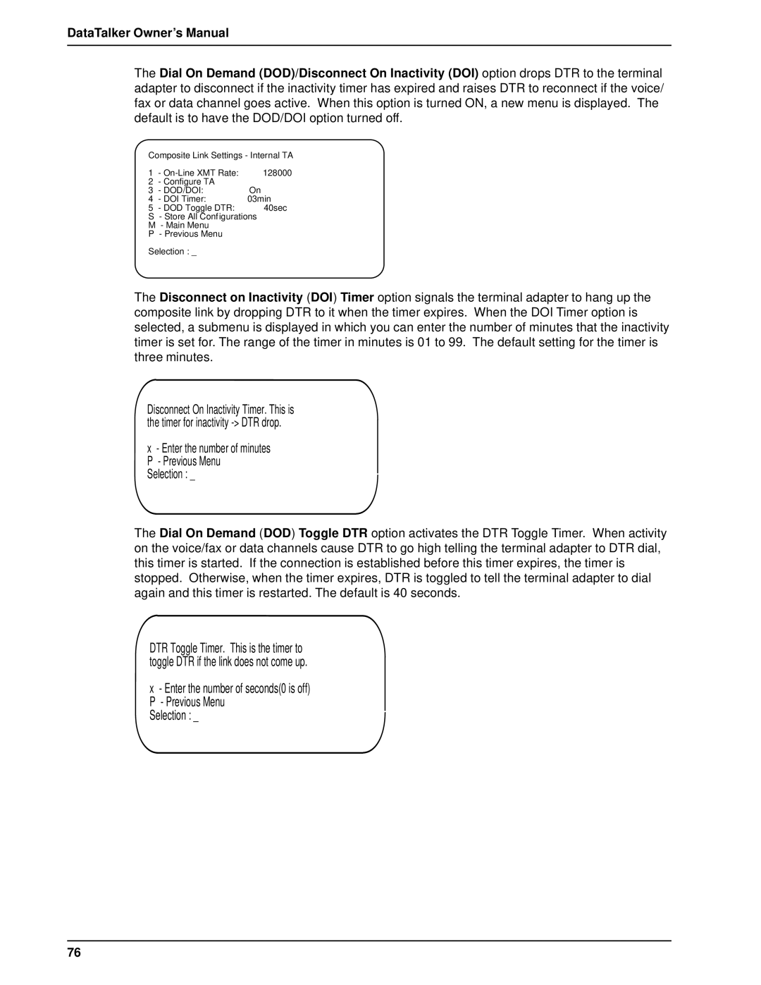 Multi-Tech Systems DT101/xx, DT102/xx owner manual Enter the number of minutes P Previous Menu 