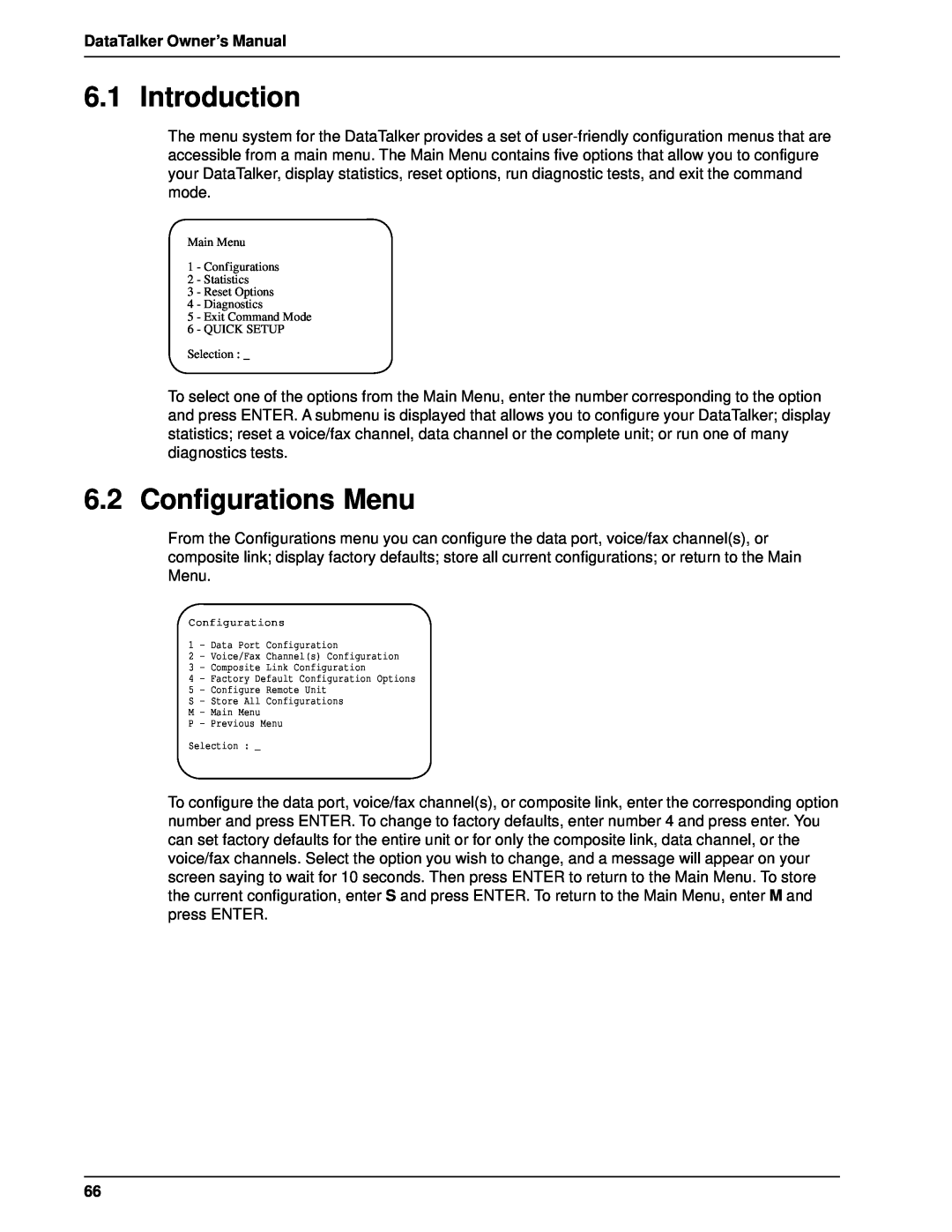 Multi-Tech Systems DT101/xx, DT102/xx owner manual Introduction, Configurations Menu 