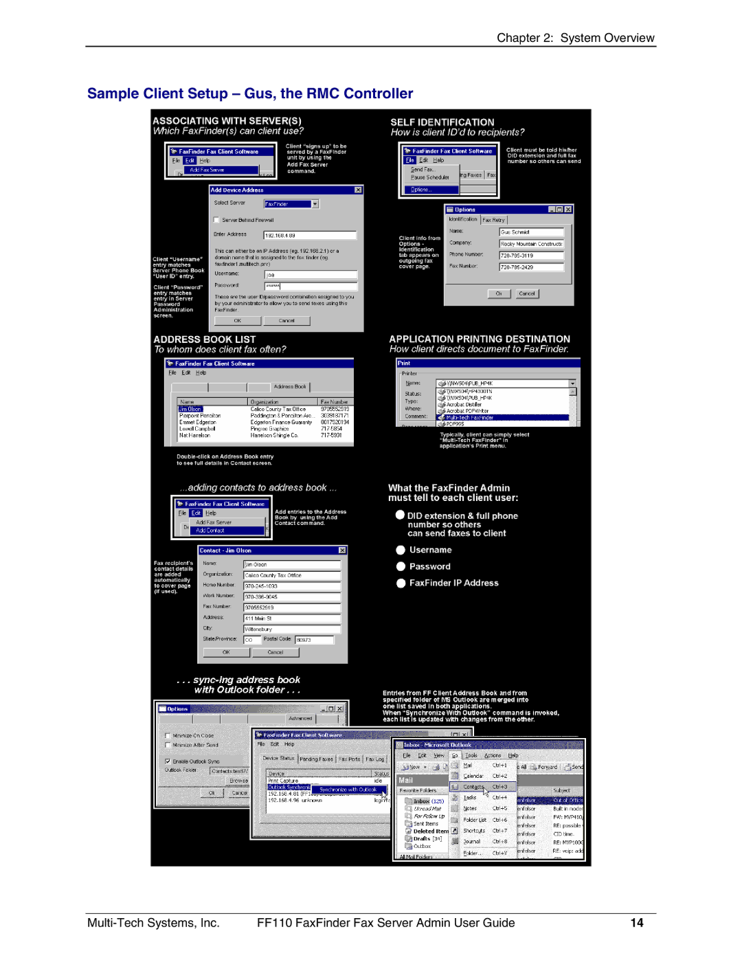 Multi-Tech Systems FF110 manual Sample Client Setup Gus, the RMC Controller 