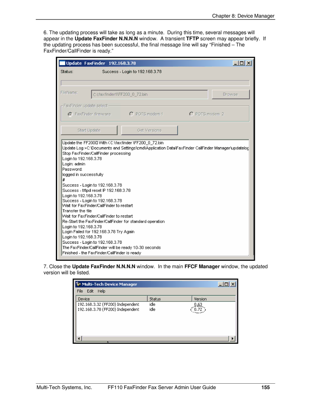 Multi-Tech Systems FF110 manual 155 