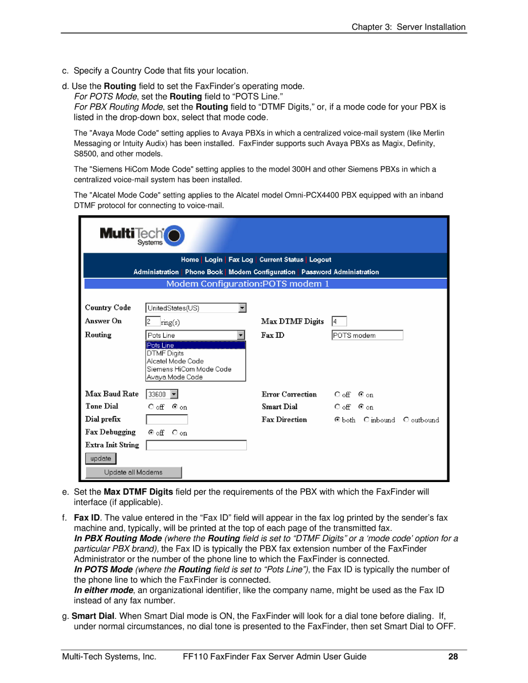 Multi-Tech Systems FF110 manual 