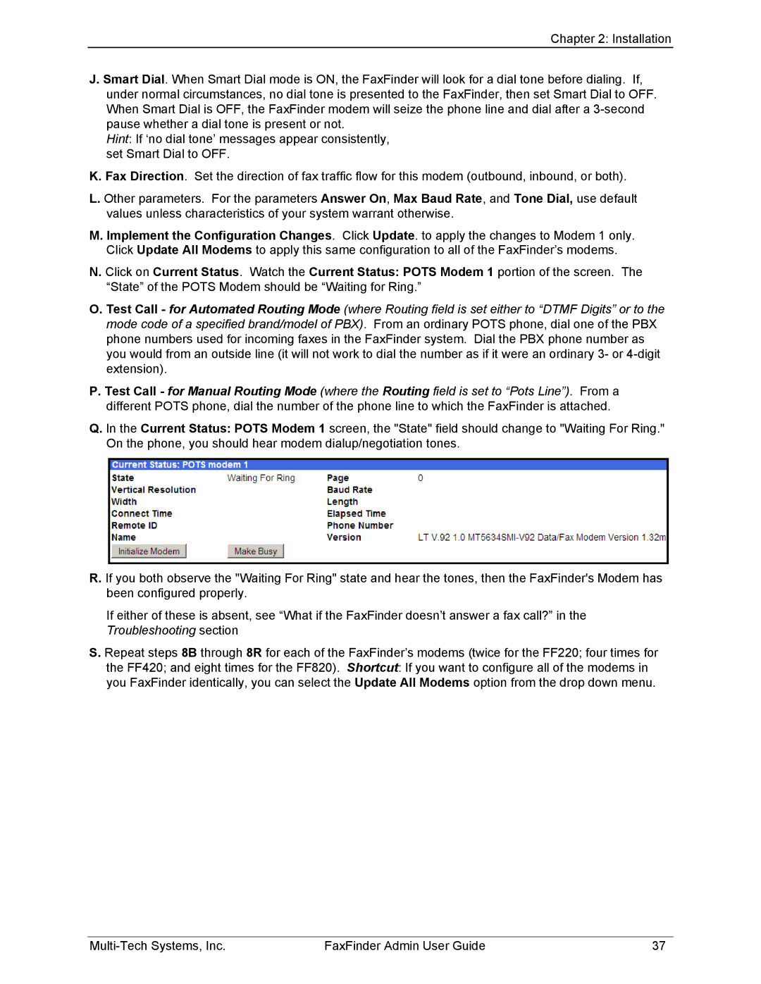 Multi-Tech Systems FF820, FF420, FF120, FF220 manual 