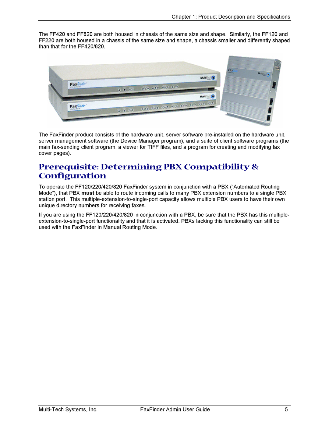 Multi-Tech Systems FF820, FF420, FF120, FF220 manual Prerequisite Determining PBX Compatibility & Configuration 