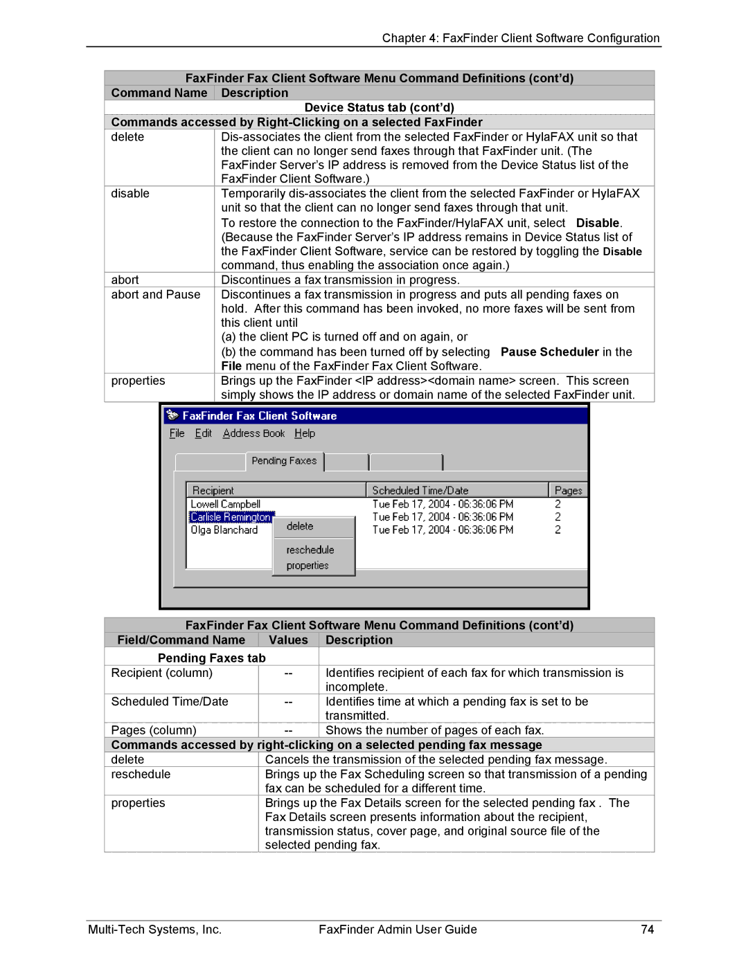 Multi-Tech Systems FF120, FF420, FF820, FF220 manual FaxFinder Client Software Configuration 