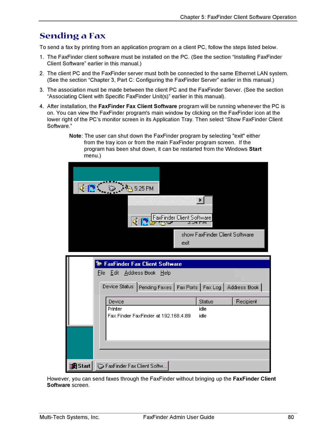 Multi-Tech Systems FF420, FF820, FF120, FF220 manual Sending a Fax 